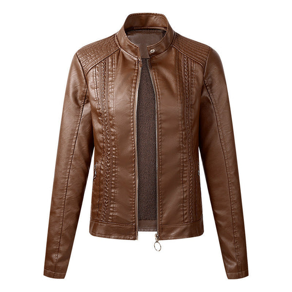 Long Sleeve Ladies Leather Jacket