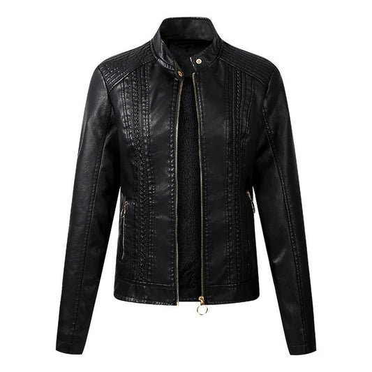 Long Sleeve Ladies Leather Jacket