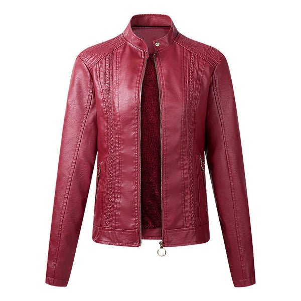 Long Sleeve Ladies Leather Jacket