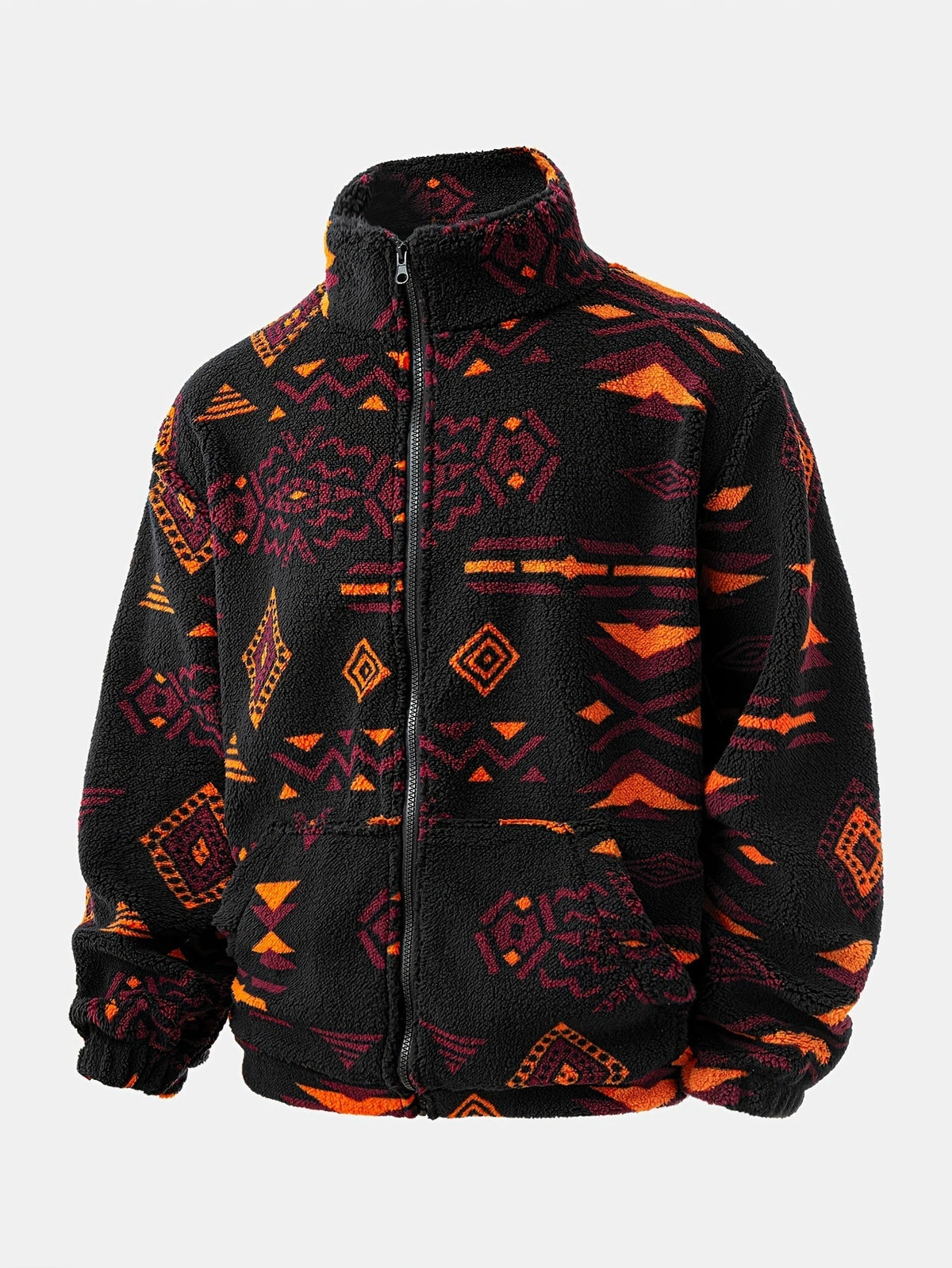Men's Tribal Print Plush Fleece Jacket